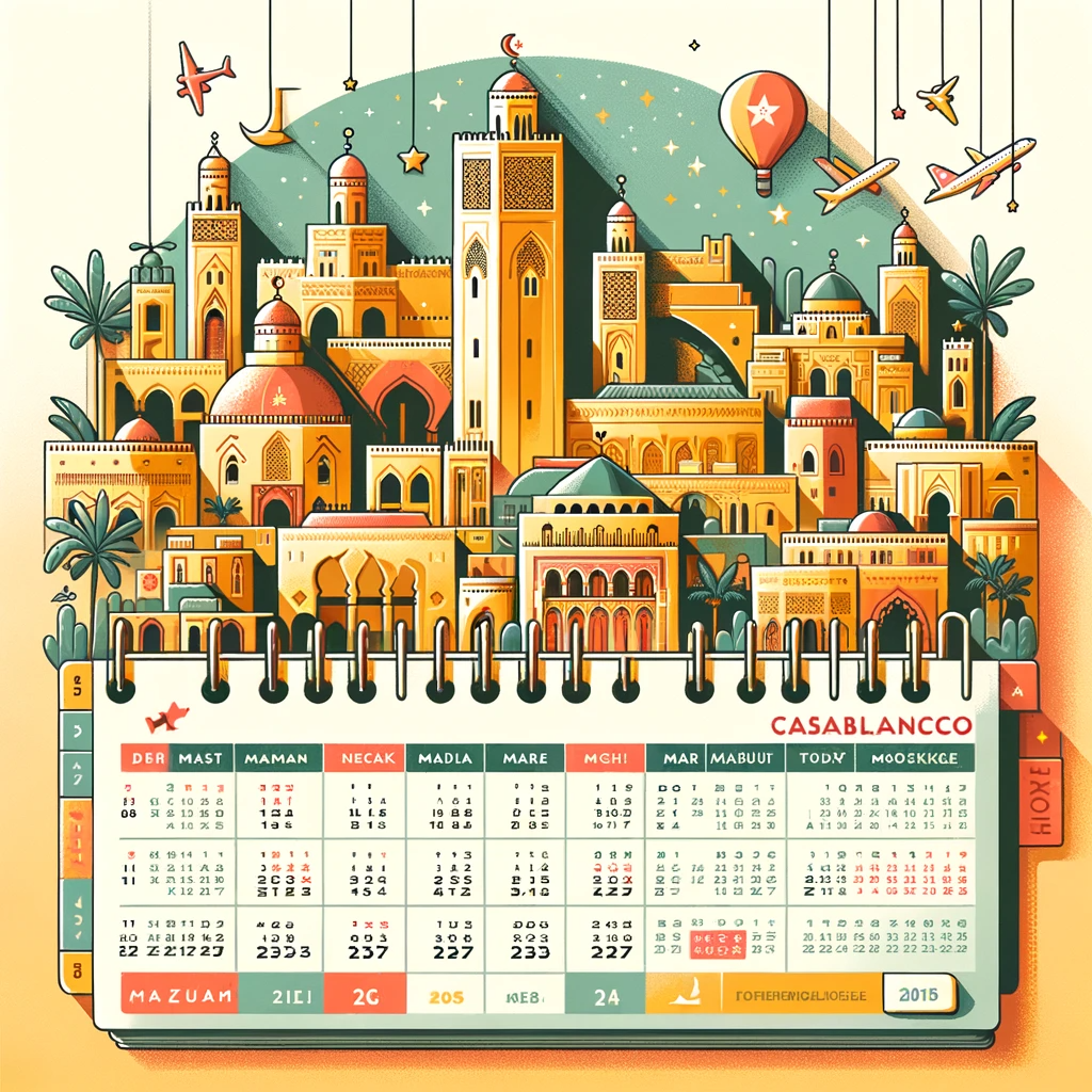 "Beste Periode voor Vliegtickets naar Casablanca Kalender Illustratie