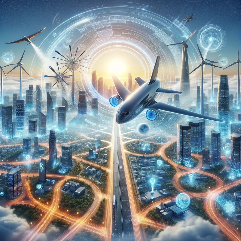 Innovatieve duurzame luchtvaarttechnologieën met vliegtuigen op hernieuwbare energie.